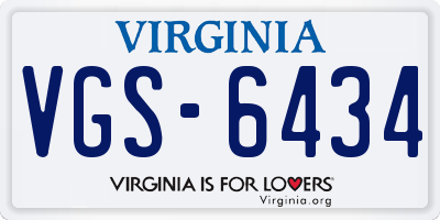 VA license plate VGS6434