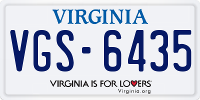 VA license plate VGS6435