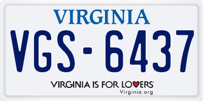 VA license plate VGS6437