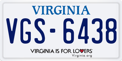 VA license plate VGS6438