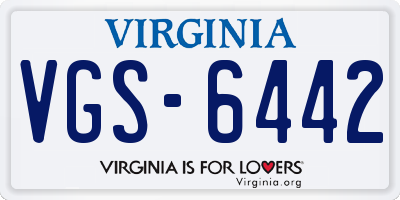 VA license plate VGS6442