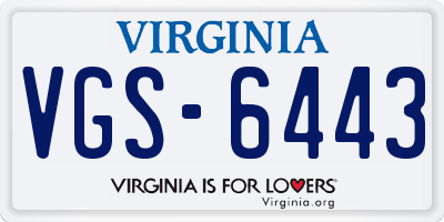 VA license plate VGS6443