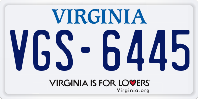VA license plate VGS6445