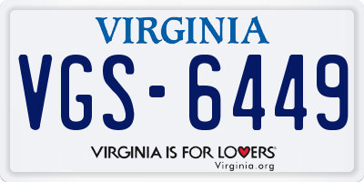 VA license plate VGS6449