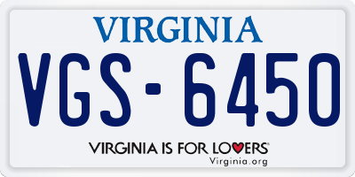 VA license plate VGS6450