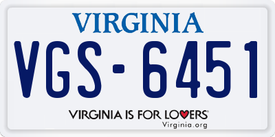 VA license plate VGS6451