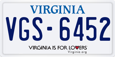 VA license plate VGS6452