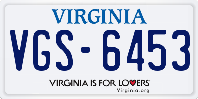 VA license plate VGS6453