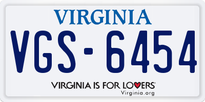 VA license plate VGS6454