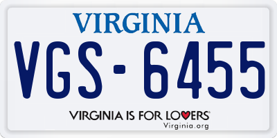VA license plate VGS6455