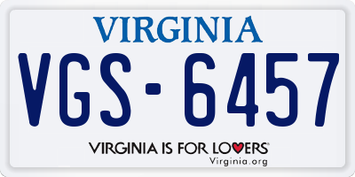 VA license plate VGS6457