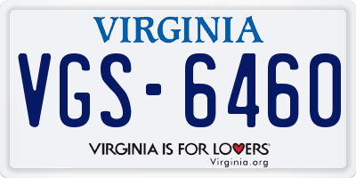 VA license plate VGS6460