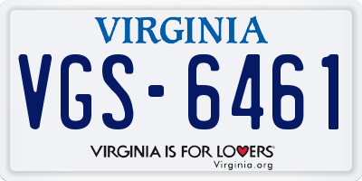 VA license plate VGS6461
