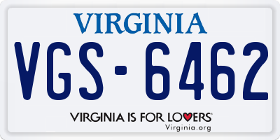 VA license plate VGS6462