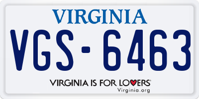 VA license plate VGS6463