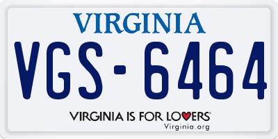 VA license plate VGS6464