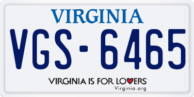 VA license plate VGS6465