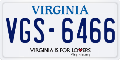 VA license plate VGS6466