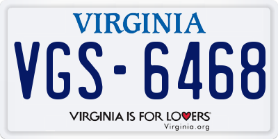 VA license plate VGS6468