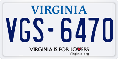 VA license plate VGS6470
