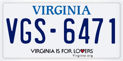 VA license plate VGS6471