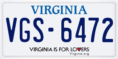 VA license plate VGS6472