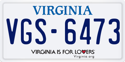 VA license plate VGS6473