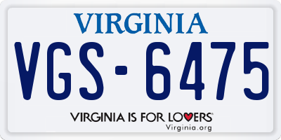 VA license plate VGS6475