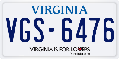 VA license plate VGS6476