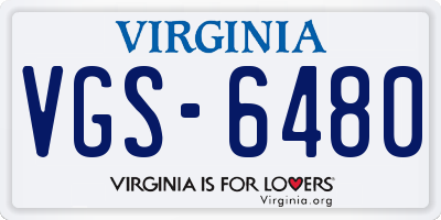 VA license plate VGS6480