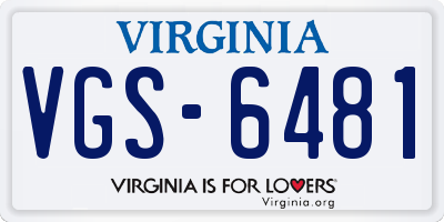 VA license plate VGS6481