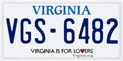 VA license plate VGS6482
