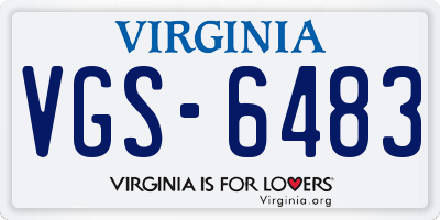 VA license plate VGS6483