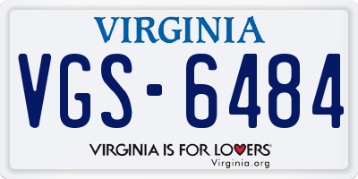 VA license plate VGS6484