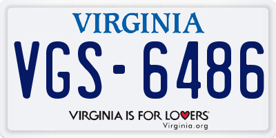VA license plate VGS6486