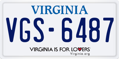 VA license plate VGS6487