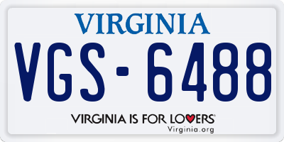 VA license plate VGS6488