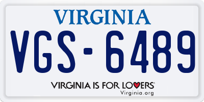 VA license plate VGS6489