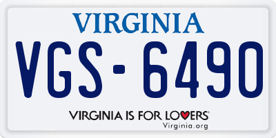 VA license plate VGS6490