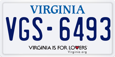 VA license plate VGS6493