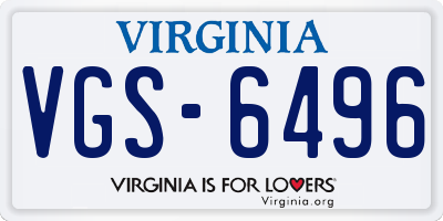 VA license plate VGS6496