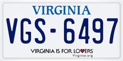 VA license plate VGS6497