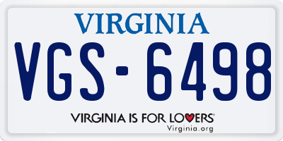 VA license plate VGS6498