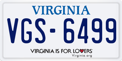 VA license plate VGS6499