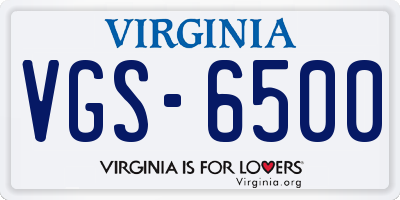 VA license plate VGS6500