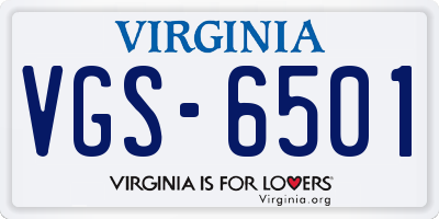 VA license plate VGS6501