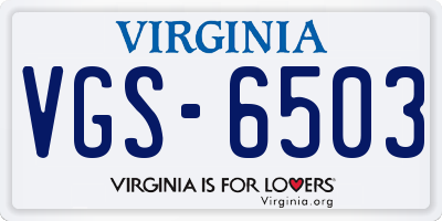 VA license plate VGS6503