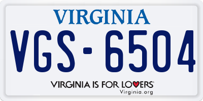 VA license plate VGS6504