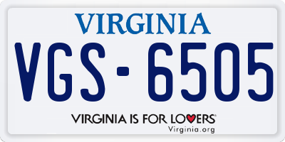 VA license plate VGS6505