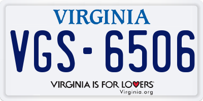 VA license plate VGS6506